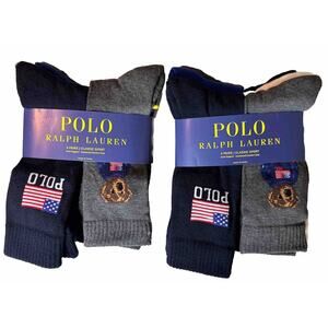 12 Pairs Polo Ralph Lauren Classic Sport Socks Bear Flag Men’s Shoe Size 6-12.5